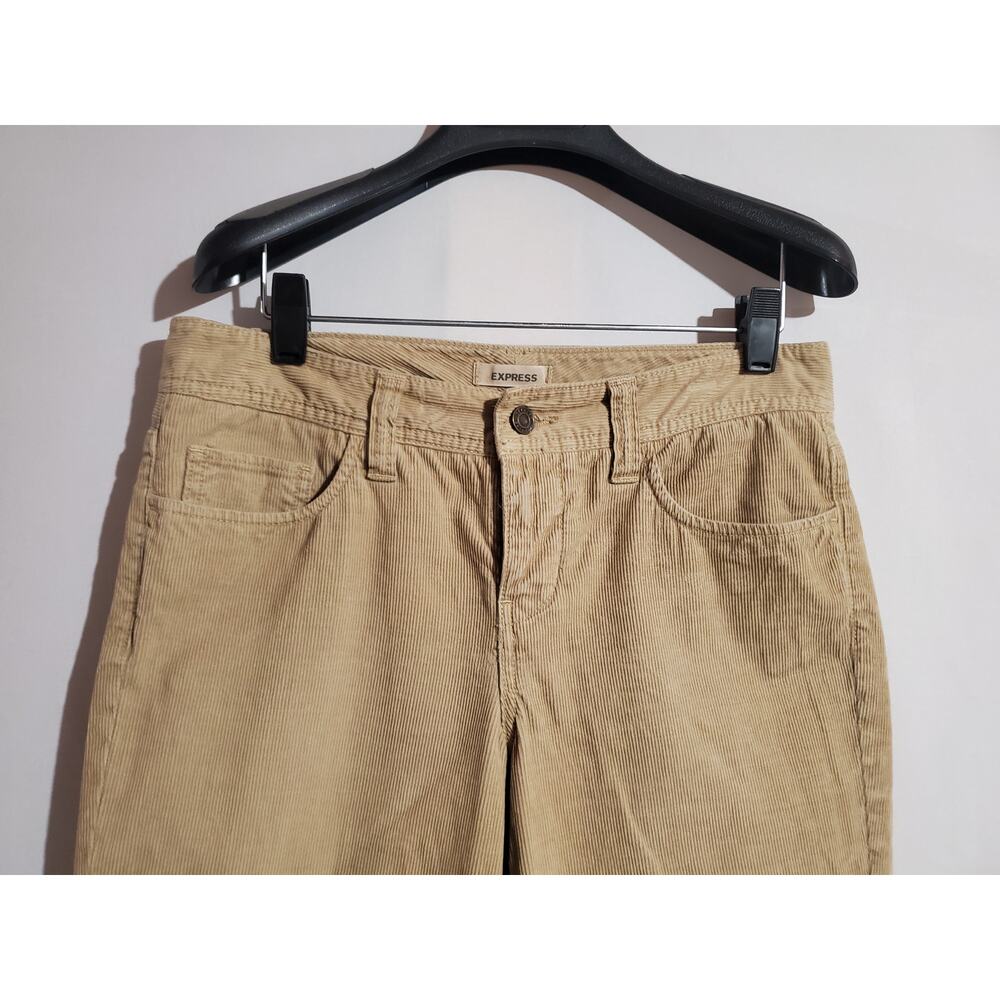 Express VTG Y2K Corduroy Bootcut Pants Womens Size 4 Mid Rise Tan Beige Cotton - Picture 3 of 9